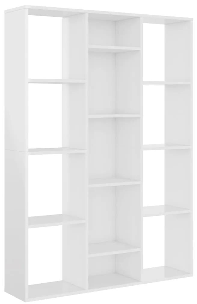 vidaXL Διαχωριστικό/Βιβλιοθήκη Γυαλ. Λευκό 100x24x140 εκ. Μοριοσανίδα