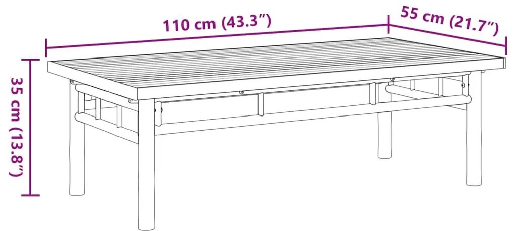 Τραπεζάκι Σαλονιού 110x55x35 εκ. από Μπαμπού - Καφέ