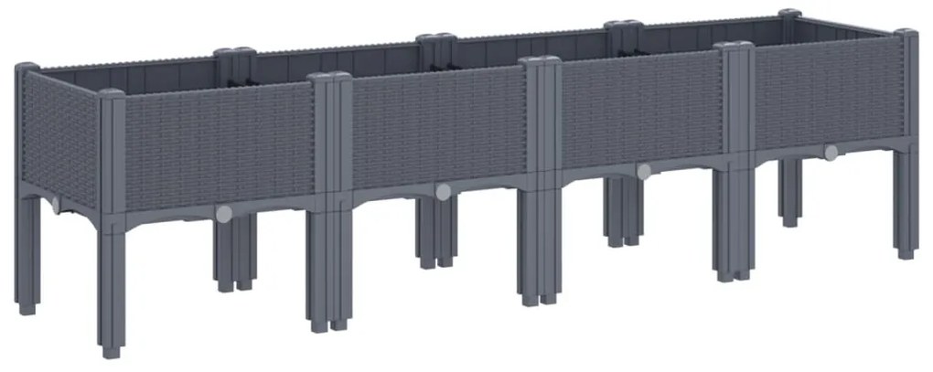 vidaXL Ζαρντινιέρα Κήπου με Πόδια Μπλε Γκρι 160x40x42 εκ. Πολυπροπυλένιο