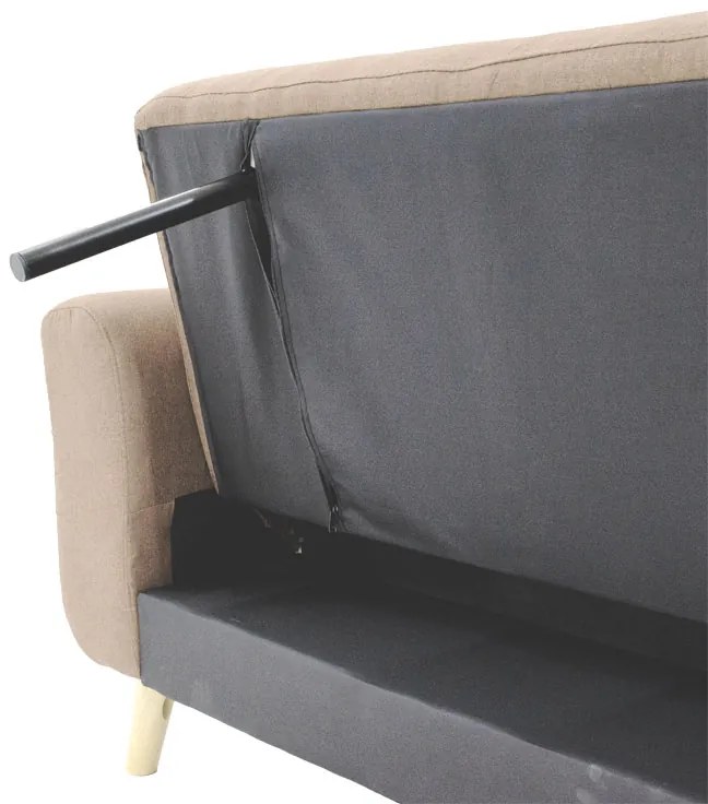 Καναπές-κρεβάτι Carmelo pakoworld με μπεζ-καφέ ύφασμα 214x80x86εκ