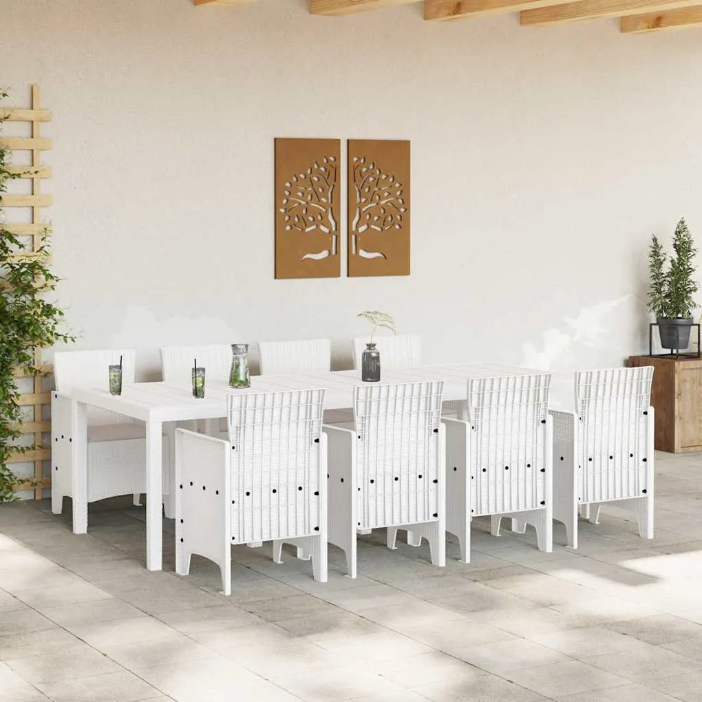 vidaXL Σέτ φαγητού για κήπο 9 pcs Ανοιχτό γκρι Rattan Polt