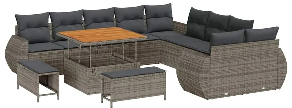 vidaXL Σετ Καναπέ Κήπου 13 pcs Γκρι συνθετικό ρατάν