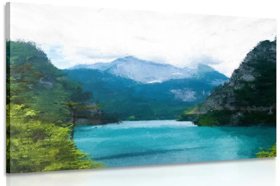 Εικόνα ζωγραφισμένη ορεινή λίμνη - 120x80