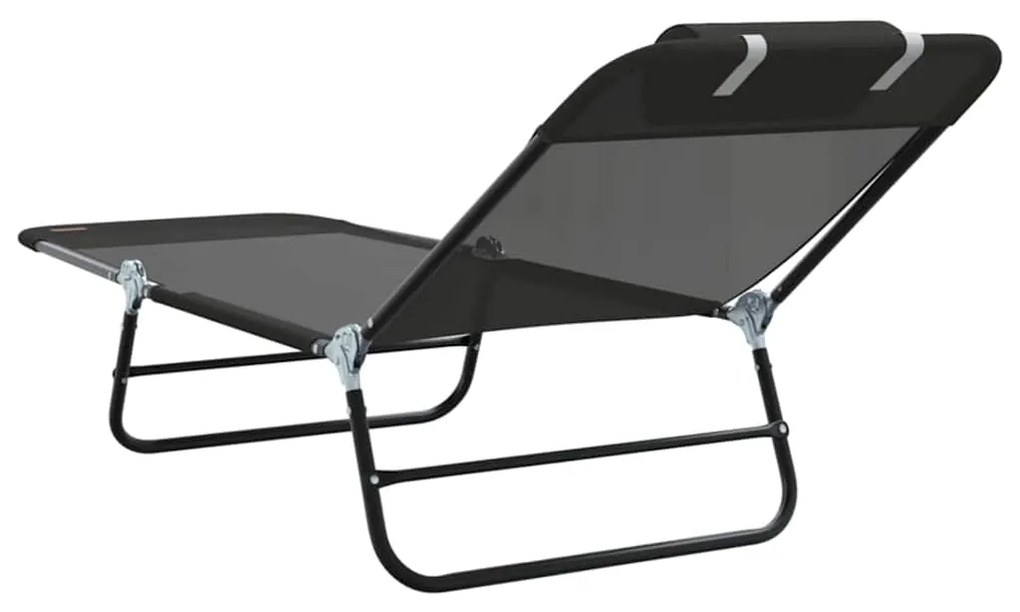 vidaXL Πτυσσόμενη ξαπλώστρα Μαύρο 182 x 55 x 85.5 εκ. Textilene