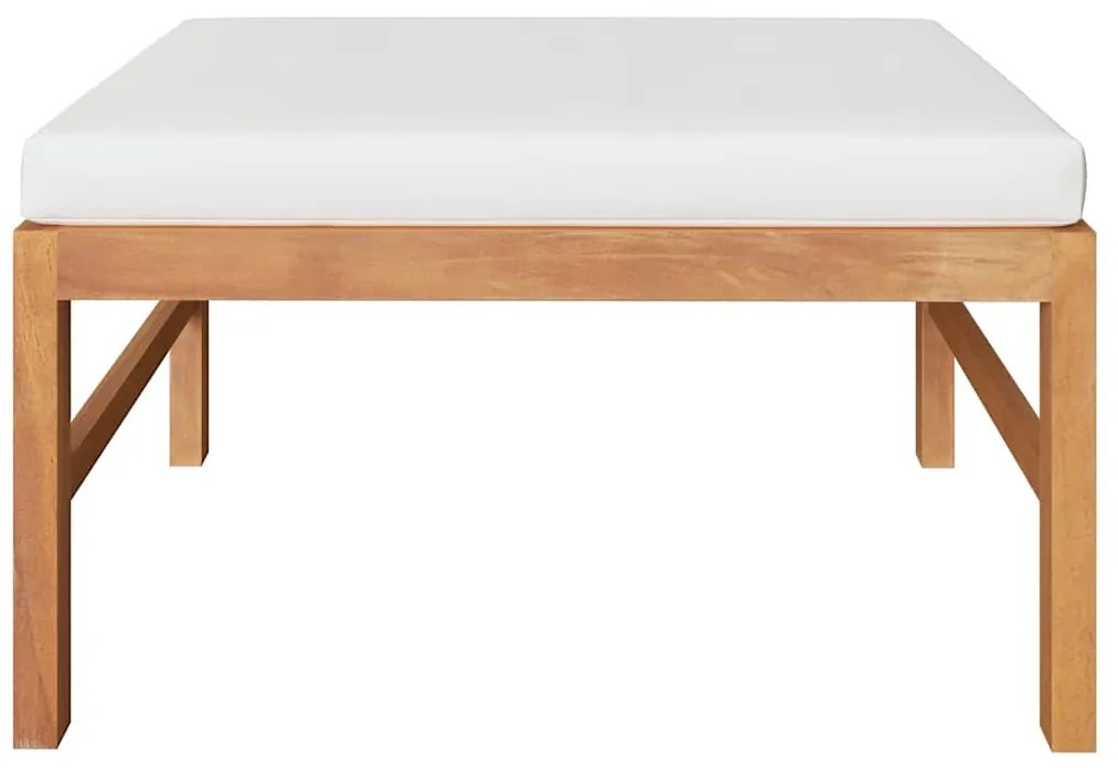 vidaXL Υποπόδιο από Μασίφ Ξύλο Teak με Κρεμ Μαξιλάρι