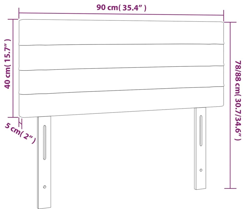 vidaXL Κεφαλάρι Κρεβατιού LED Ανοιχτό Γκρι 90x5x78/88 εκ. Βελούδινο