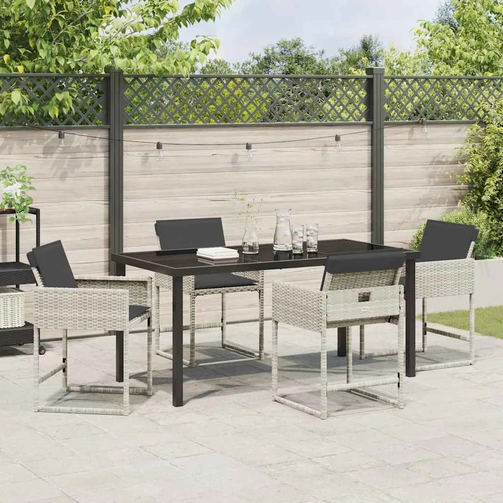 vidaXL Σέτ φαγητού για κήπο 5 pcs Ανοιχτό γκρι συνθετικό ρατάν