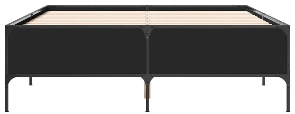 vidaXL Πλαίσιο Κρεβατιού Μαύρο 120x200 εκ. Επεξ. Ξύλο & Μέταλλο