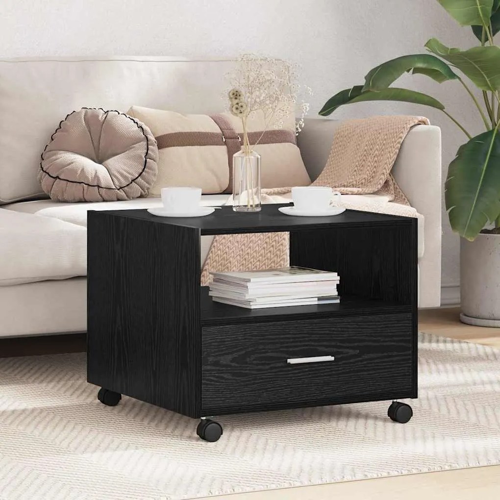 vidaXL Τραπεζάκι σαλονιού with Drawer Μαύρη δρυς 55 x 55 x 45 cm