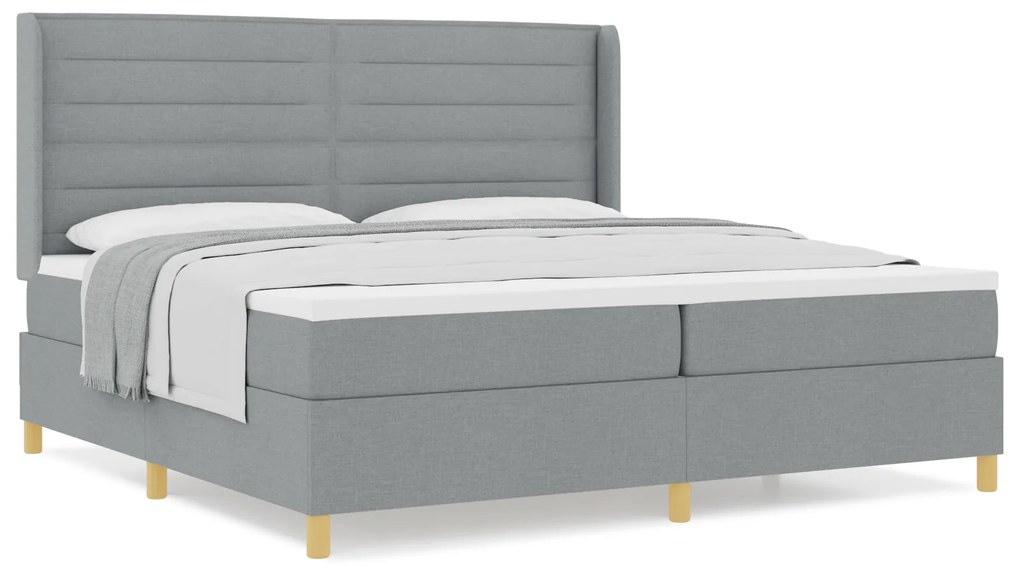 vidaXL Κρεβάτι Box Spring με Στρώμα Γκρι ανοιχτό 200x200 εκ Υλικό
