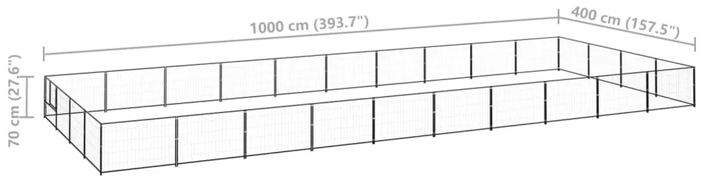 vidaXL Σπιτάκι Σκύλου Μαύρο 40 μ² Ατσάλινο
