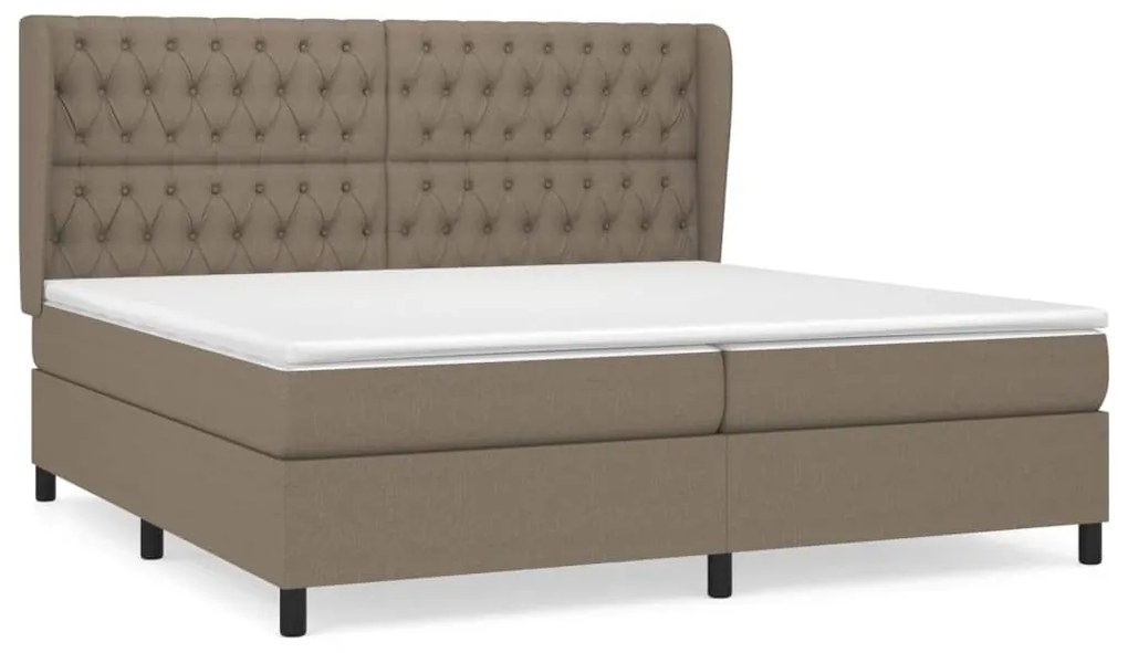 Κρεβάτι Boxspring με Στρώμα Taupe 200x200 εκ. Υφασμάτινο - Μπεζ-Γκρι