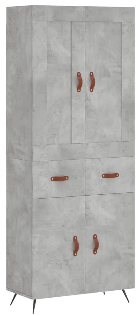 vidaXL Ντουλάπι Γκρι Σκυροδέματος 69,5x34x180 εκ. Επεξεργασμένο Ξύλο