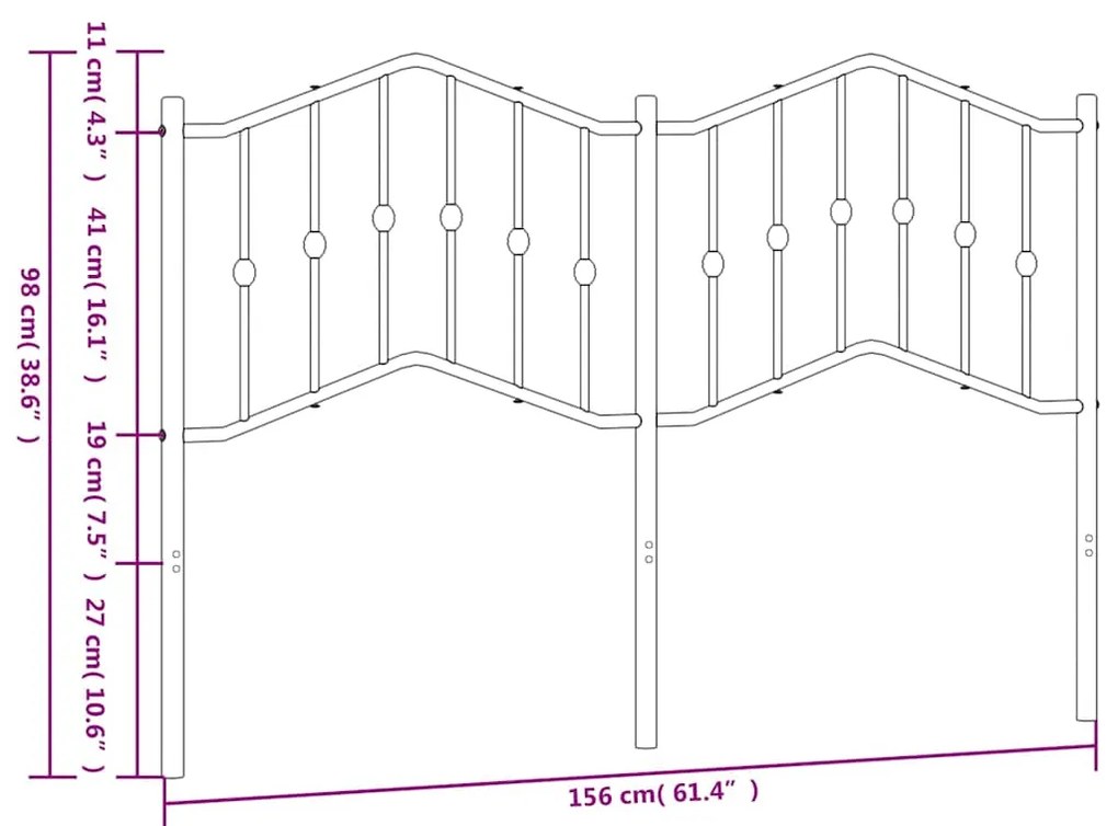vidaXL Κεφαλάρι Λευκό 150 εκ. Μεταλλικό