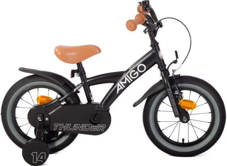 Thunder 14 Inch 22 cm Boys Coaster Brake BlackWhiteAMIGO