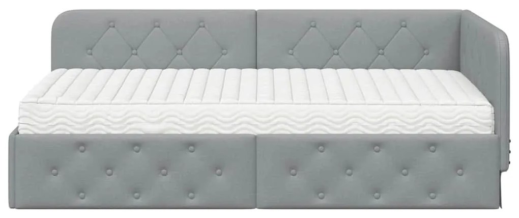 vidaXL Κρεβάτι Γωνίας με στρώμα Ανοιχτό γκρι 100 x 200 cm ύφασμα