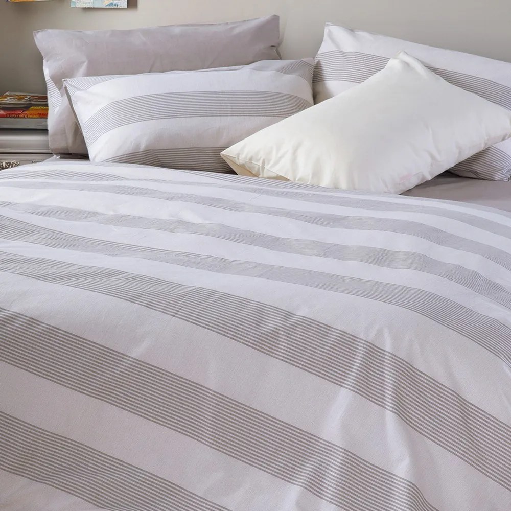 Παπλωματοθήκη Casual Stripe (Σετ 3τμχ) Ecru Nef-Nef Homeware Υπέρδιπλo 240x230cm 100% Βαμβάκι