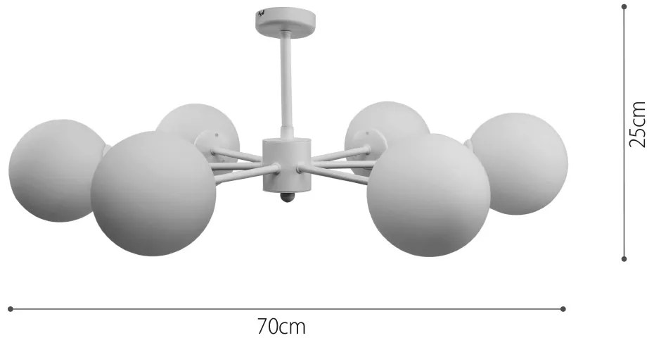 InLight Κρεμαστό φωτιστικό από λευκό μέταλλο και λευκή οπαλίνα 6XG9 D:70cm (5013-6)