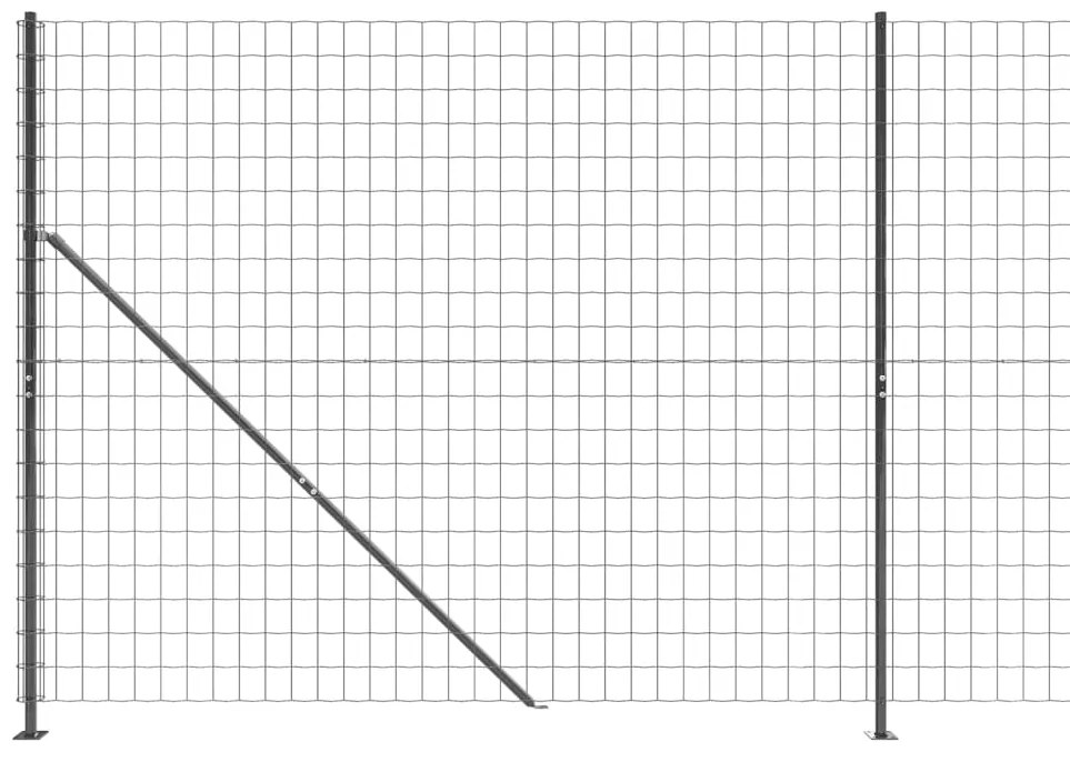 vidaXL Συρματόπλεγμα Περίφραξης Ανθρακί 1,4 x 10 μ. με Βάσεις Φλάντζα