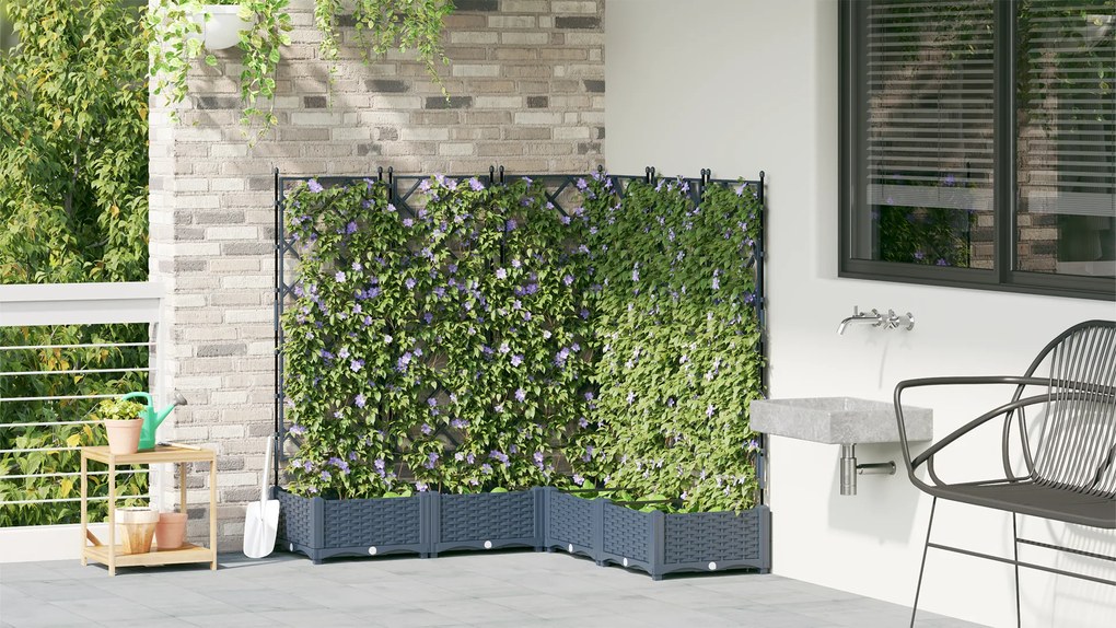 vidaXL Γλάστα Κήπου με Πλέγμα 5 τμχ Γκρι 120x120x125.5 εκ