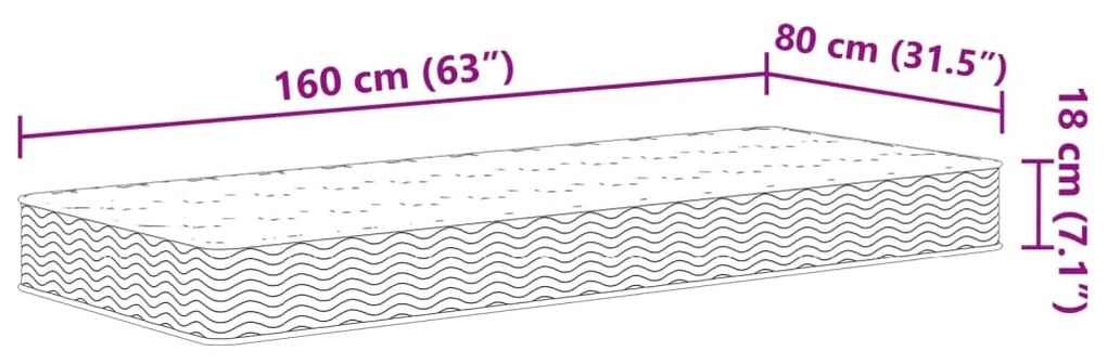 Στρώμα με Bonnell Springs για Παιδιά Μεσαία Σκληρότητα 80x160εκ - Λευκό