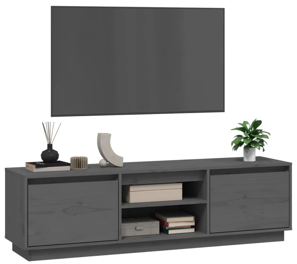 vidaXL Έπιπλο Τηλεόρασης Γκρι 140 x 35 x 40 εκ. από Μασίφ Ξύλο Πεύκου
