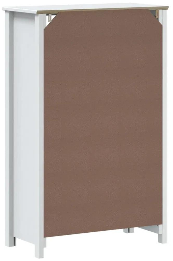 Ντουλάπι Μπάνιου BERG Λευκό 69,5x34x110 εκ. Μασίφ Ξύλο Πεύκου - Λευκό
