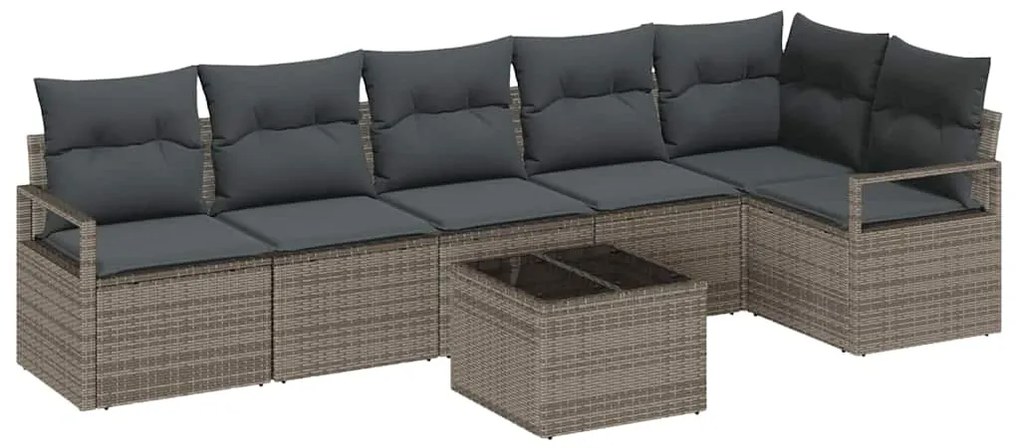 vidaXL Σετ Καναπέ Κήπου 7 pcs Ανοιχτό γκρι Πολυ rattan, βαμμένο ατσάλι