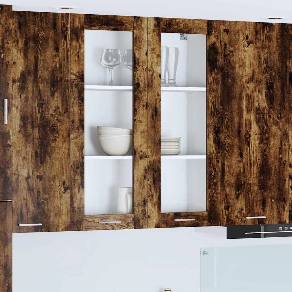 vidaXL Κρεμαστό ντουλάπι με ράφι Riga Καπνιστό Δρύς 80 x 31 x 100 εκ.