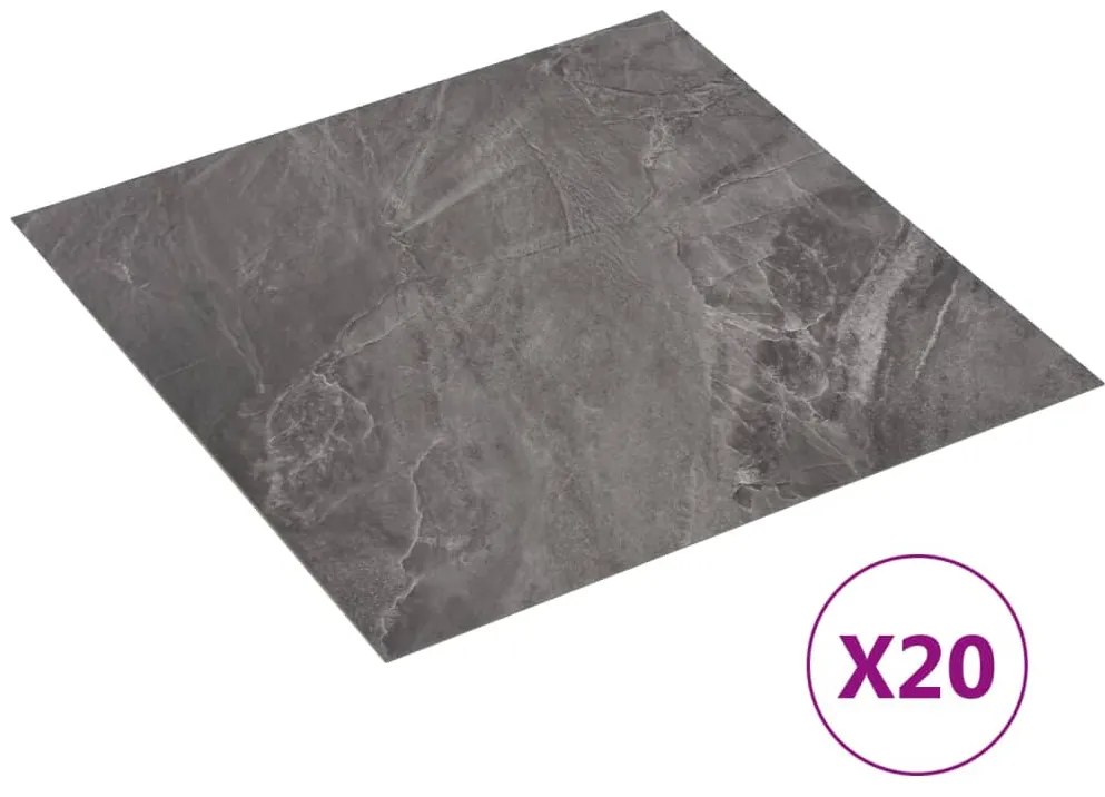 vidaXL Δάπεδο Αυτοκόλλητο Μαύρο με Σχέδιο 20 τεμ. 1,86 μ² από PVC