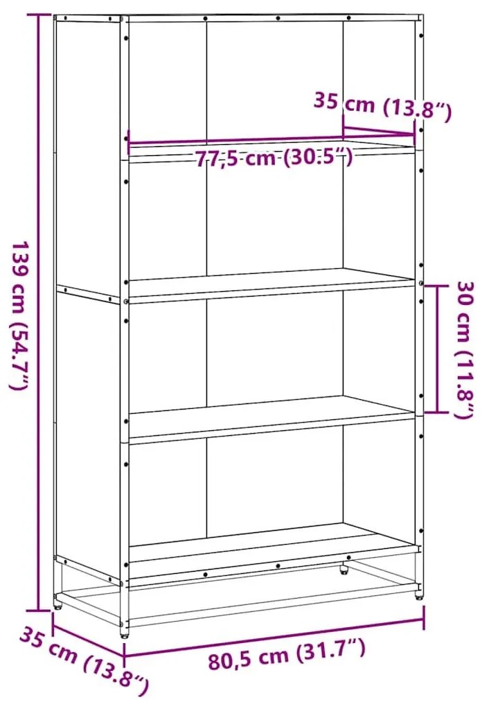 Βιβλιοθήκη Sonoma Oak 80,5x35x139 cm Ξύλινη κατασκευή - Καφέ