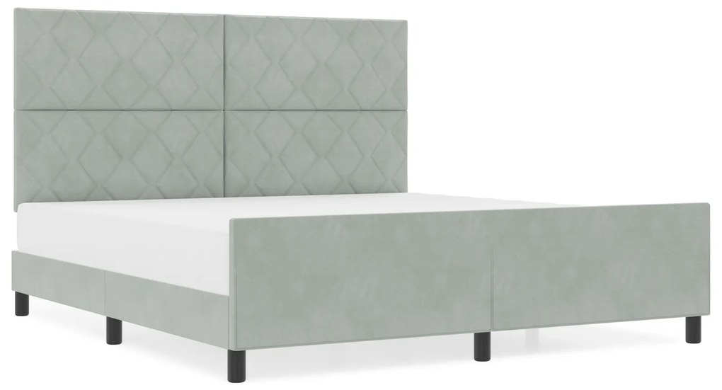 vidaXL Σκελετός Κρεβατιού Ανοιχτό γκρι 180 x 200 cm Βελούδο