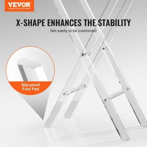 VEVOR Acrylic Folding Tray Table, Acrylic End Table with Folding X Leg, Clear Acrylic Side Table for Coffee, Drink, Food, Snack used in Living Room, Bedroom, and Study