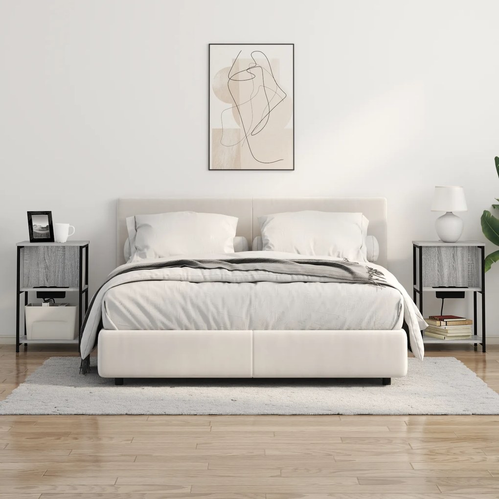 vidaXL Κομοδίνο Γκρι sonoma 38 x 31 x 61 εκ Επεξεργασμένο ξύλο