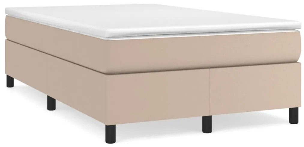 vidaXL Κρεβάτι Boxspring με Στρώμα Καπουτσίνο 120x200εκ.από Συνθ.Δέρμα