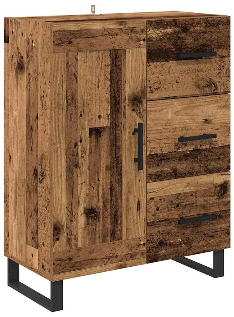 vidaXL Highboard με συρτάρι 2 pcs Παλιό Ξύλο Σύνθετο Ξύλο και Γυαλί