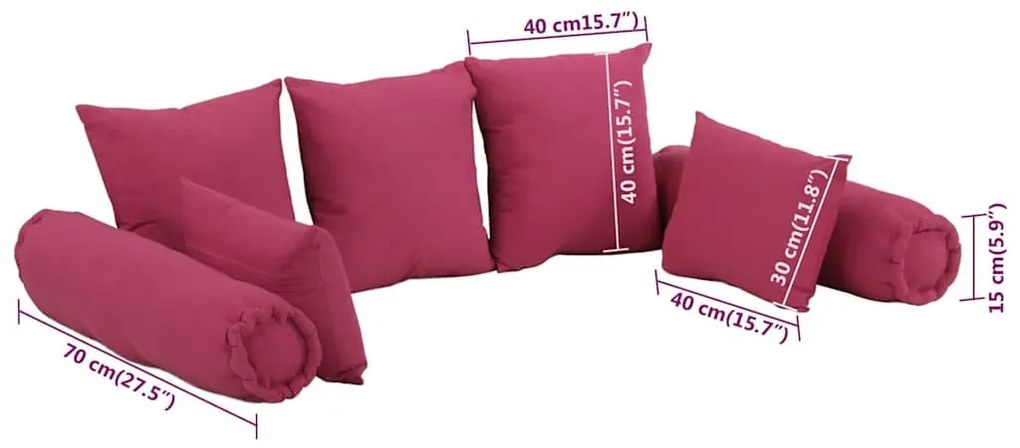 vidaXL Σετ Διακοσμητικών Μαξιλαριών 7 Τεμαχίων Ροζ Υφασμάτινα