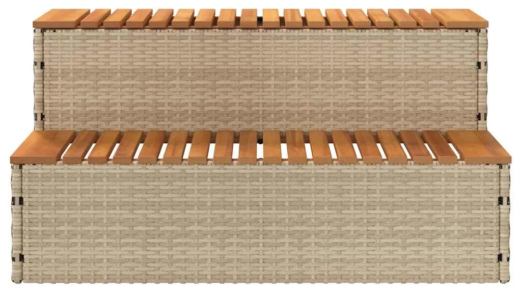 vidaXL Βήμα υδρομασάζ Μπεζ 100x50x50,5 εκ. Συνθετικό Ρατάν/Ακακίας