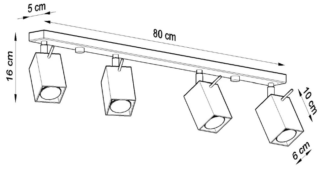 Sollux Φωτιστικό οροφής Merida 4,ατσάλι,4xGU10/40w