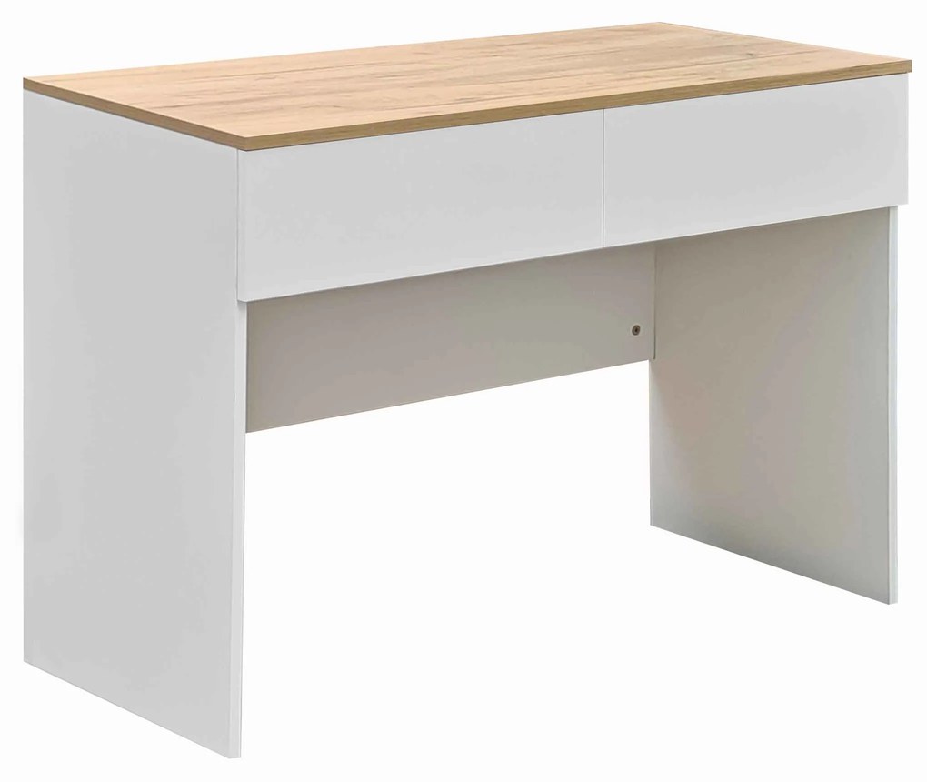 Γραφείο εργασίας Beleton με συρτάρια mdf σε oak με λευκή απόχρωση 100x50x75εκ Υλικό: 15MM MDF MELAMINE 072-000151