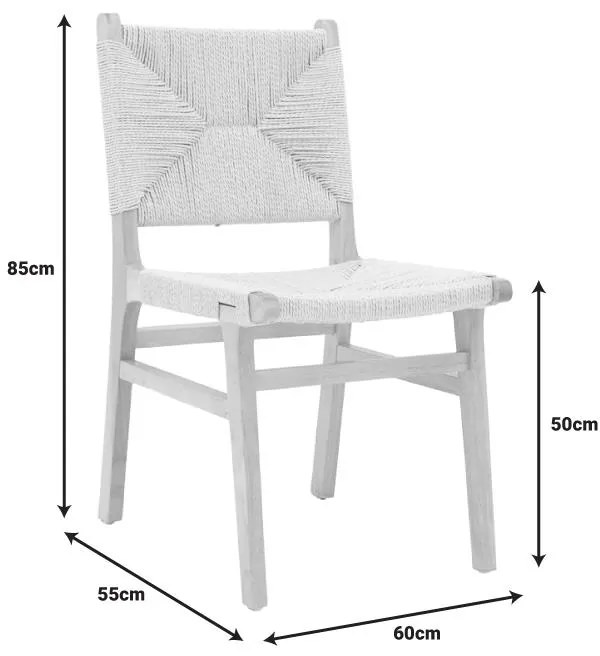 Καρέκλα Arten σχοινί-rubberwood σε φυσική απόχρωση 60x55x85εκ