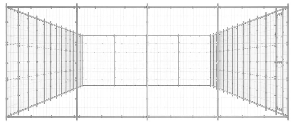 Κλουβί Σκύλου Εξωτερικού Χώρου 53,24 μ² από Γαλβανισμένο Χάλυβα - Ασήμι