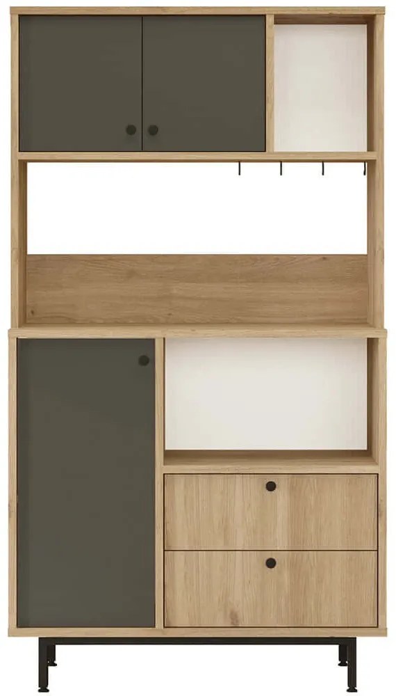 Ντουλάπι Κουζίνας 956LCS3567 88x35,5x161,2cm Oak-Anthracite Μοριοσανίδα, Μέταλλο