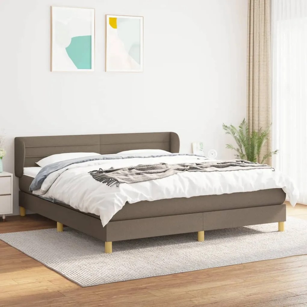 vidaXL Κρεβάτι Boxspring με Στρώμα Taupe 160x200 εκ. Υφασμάτινο