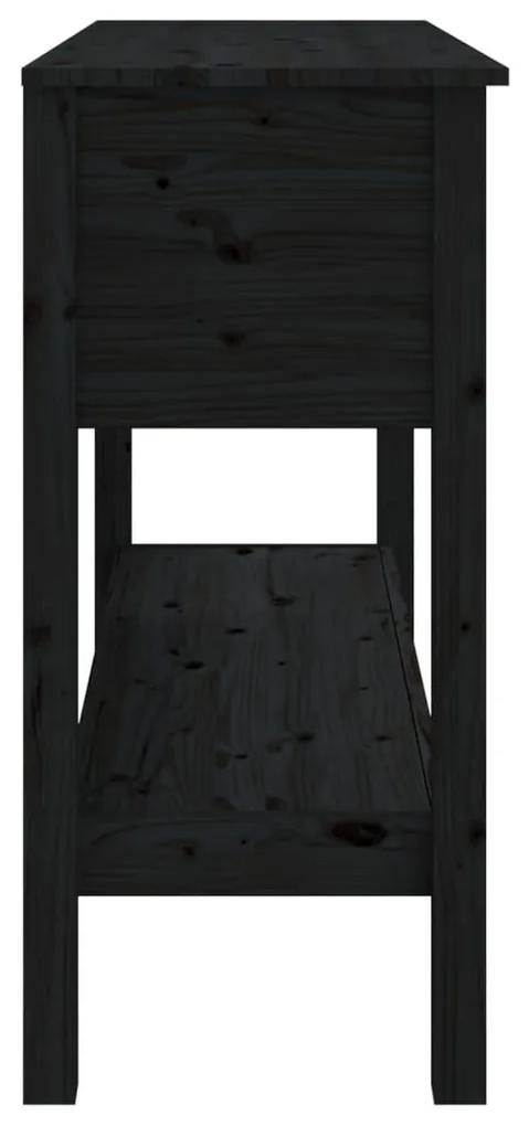 Τραπέζι Κονσόλα Μαύρος 100x35x75 εκ. από Μασίφ Ξύλο Πεύκου - Μαύρο