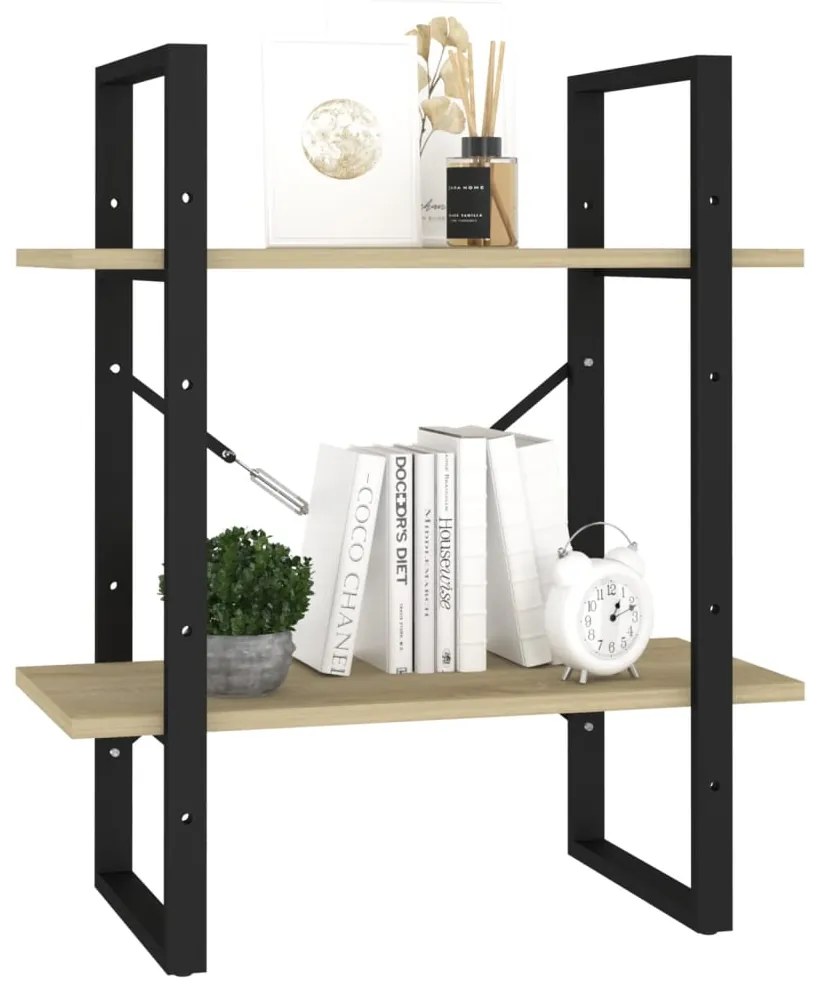 vidaXL Βιβλιοθήκη με 2 Ράφια Sonoma Δρυς 60 x 30 x 70 εκ. Επεξ. Ξύλο