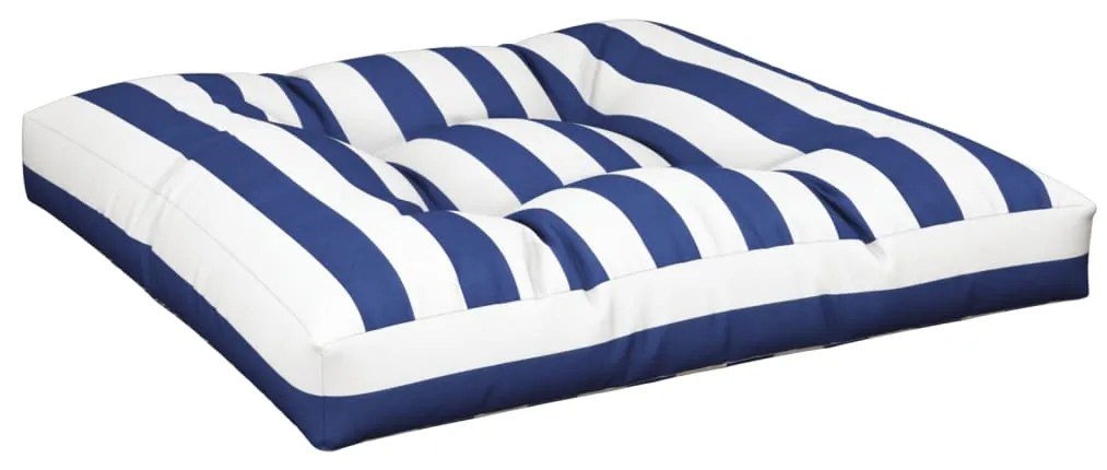 vidaXL Μαξιλάρια Παλέτας 2 τεμ. Μπλε &amp; Λευκά Ριγέ Υφασμάτινα