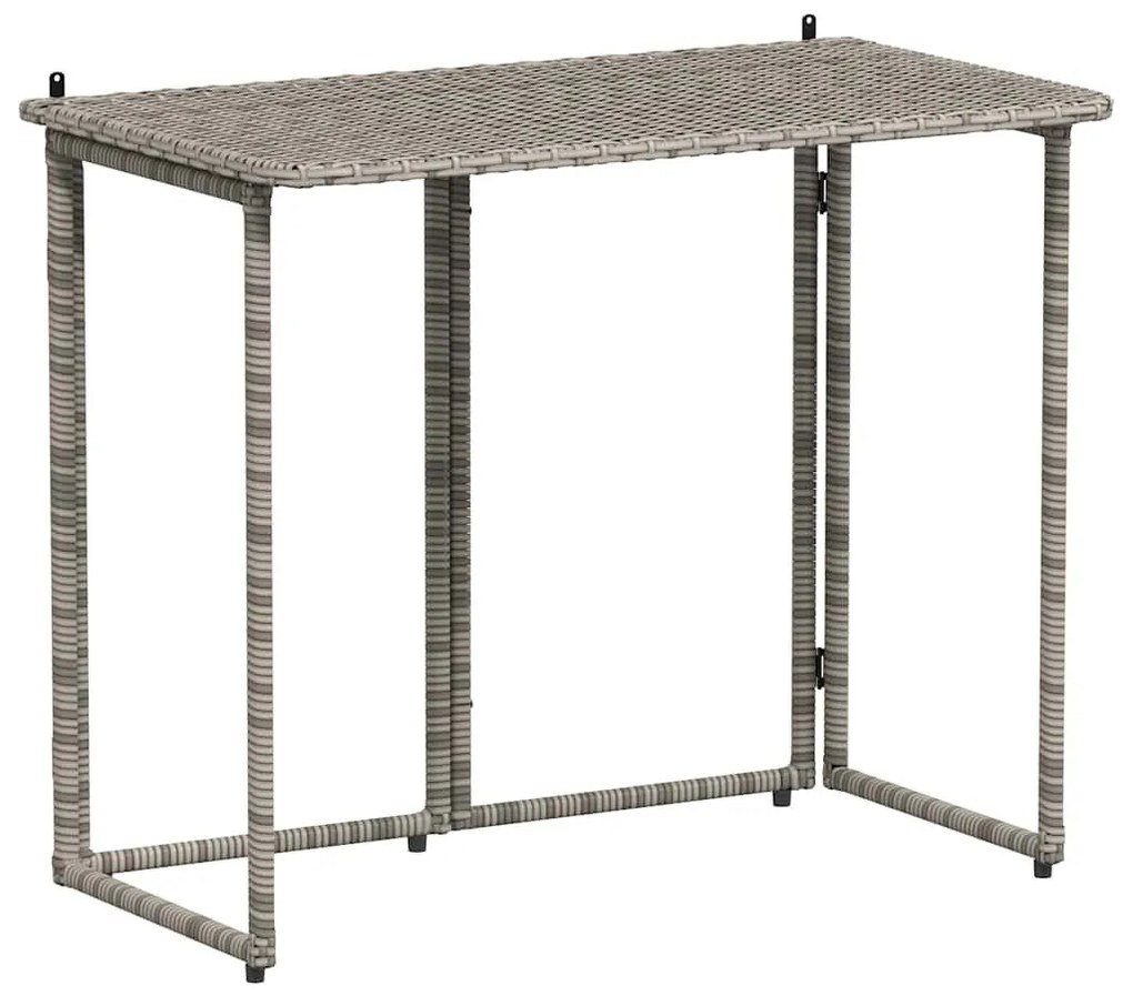 Πτυσσόμενο τραπέζι κήπου γκρι 90x51x75 cm Poly Rattan - Γκρι