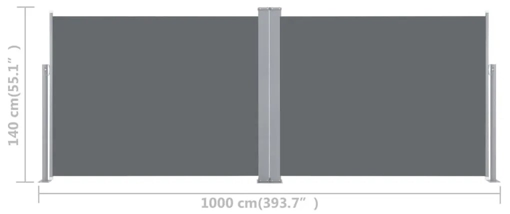 Σκίαστρο Πλαϊνό Συρόμενο Ανθρακί 140 x 1000 εκ. - Ανθρακί