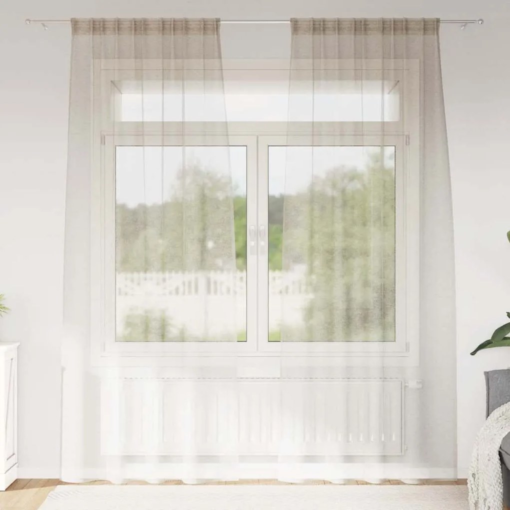 vidaXL Κουρτίνες με κουρτίνες 2 pcs Άμμος 140 x 260 εκ. Πολυεστέρας